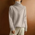 thumbnail image 6 of Womens High Neck Sweaters Solid Color Comfy Knitted Turtleneck Pullover Loose Long Sleeve Casual Winter Tops (2XL, Khaki), 6 of 6