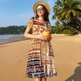 thumbnail image 4 of Easygdp Hand Drawn Vintage Coffee para Vestido Transpirable de Mujer, Vestido Suelto de Manga Corta con Pliegues y Bolsillos para el Verano, 4 of 6