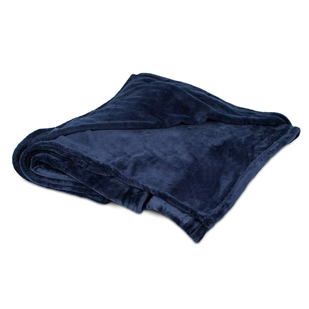 BIRDROCK HOME Best Plush Throw Blankets Navy (Blue) Ultra Soft Couch Blanket
