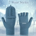 thumbnail image 4 of Lorrita Fingerless Gloves Warm Winter Gloves for Women Flip Knitted Gloves 4 Pack Black and Blue, 4 of 5