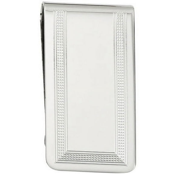 Primal Rhodium-Plated Kelly Waters Polished with Engraveable Area Money Clip
