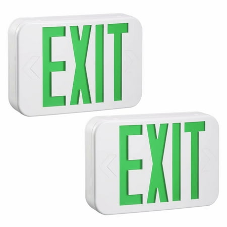 - TORCHSTAR Green LED Exit Sign, Recharged Battery Included, Double-faced, Pack of 2