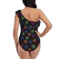thumbnail image 5 of Sikiie Rainbow Snowflake Print Women One Piece Swimsuits Tummy Control One Shoulder Bathing Suits Ruffle Swimwear, From S to XXL-XX-Large, 5 of 6