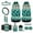 American Tribal Cow Print Teal, variant on Renewold American Tribal Wolf Black Front Car Seat Covers Full Set 12 PCS, with Steering Wheel Seat Belt Center Console Cover Coasters Trash Bin Phone Holder Coaster Rearview Mirror Cover Key Ring