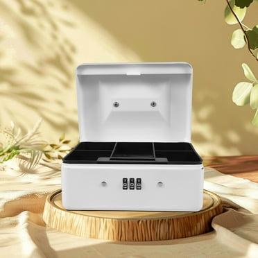 Hytrove Medication Lock Box Safe Box White Iron 1Pcs