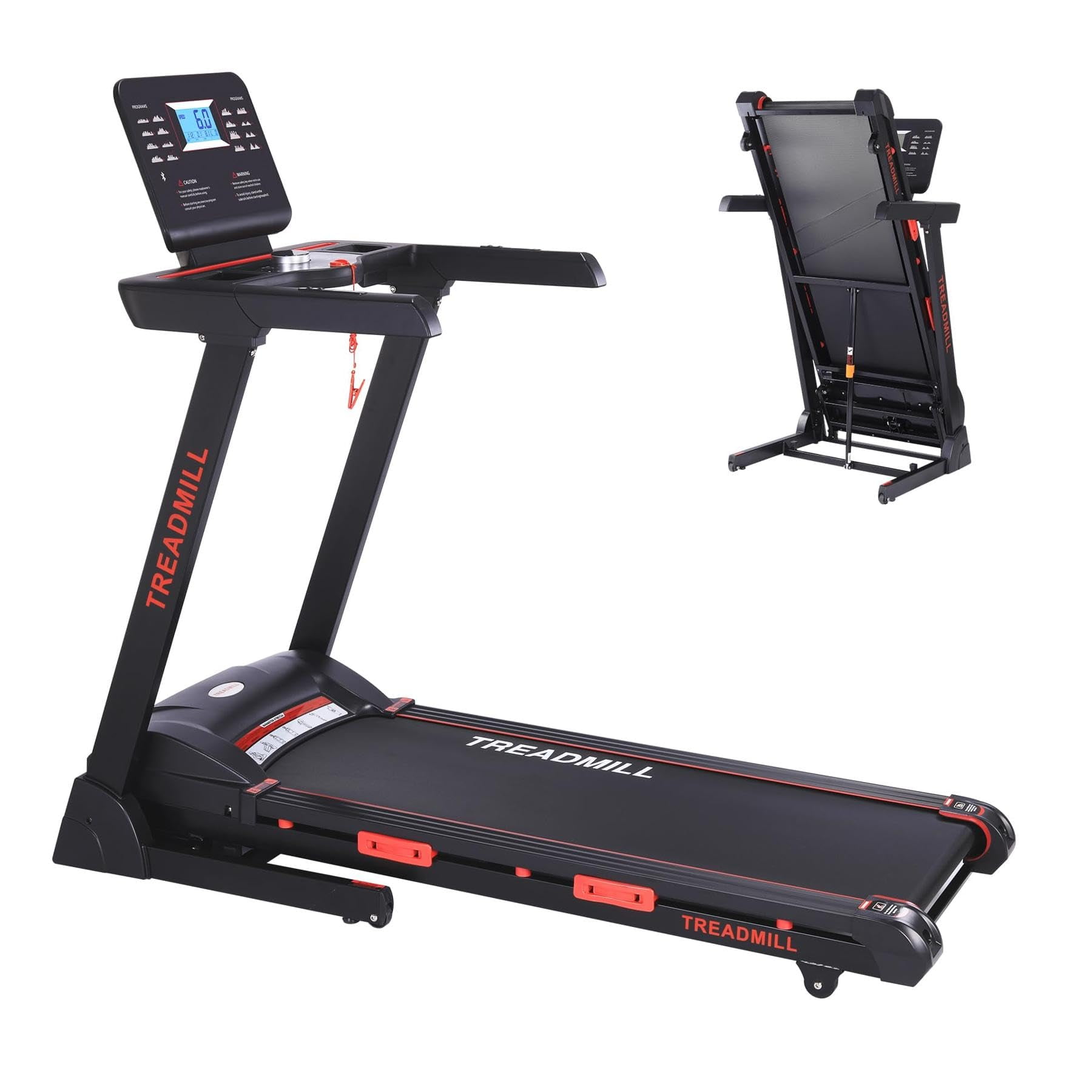 Towallmark Walking Pad Folding Treadmill with Speakers, Heart Rate Sensor, Remote Control & LED Display – Compact Under Desk Treadmill for Home