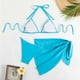 thumbnail image 4 of Traje de baño para mujer, bikini de 3 piezas, secado rápido, espalda abierta, color liso, conjunto de traje de baño para mujer, 4 of 7