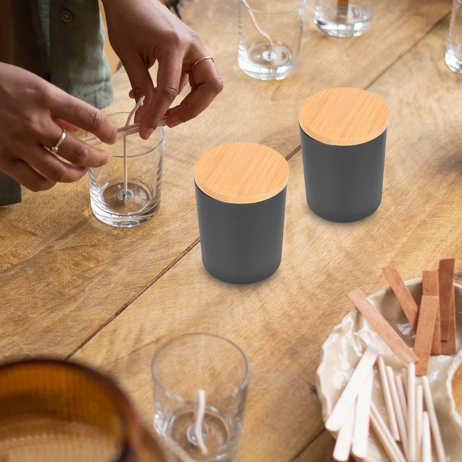 FELTECHELECTR Glass Tins Black For present Givers Home Use 4 Sets 3.73X2.67X2.67in