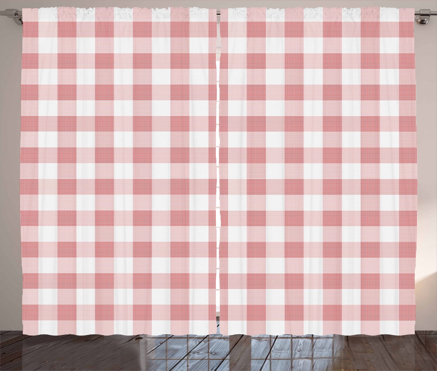 Checkered Curtains 2 Panels Set, Picnic in Countryside Themed Gingham Pattern in Soft Colors