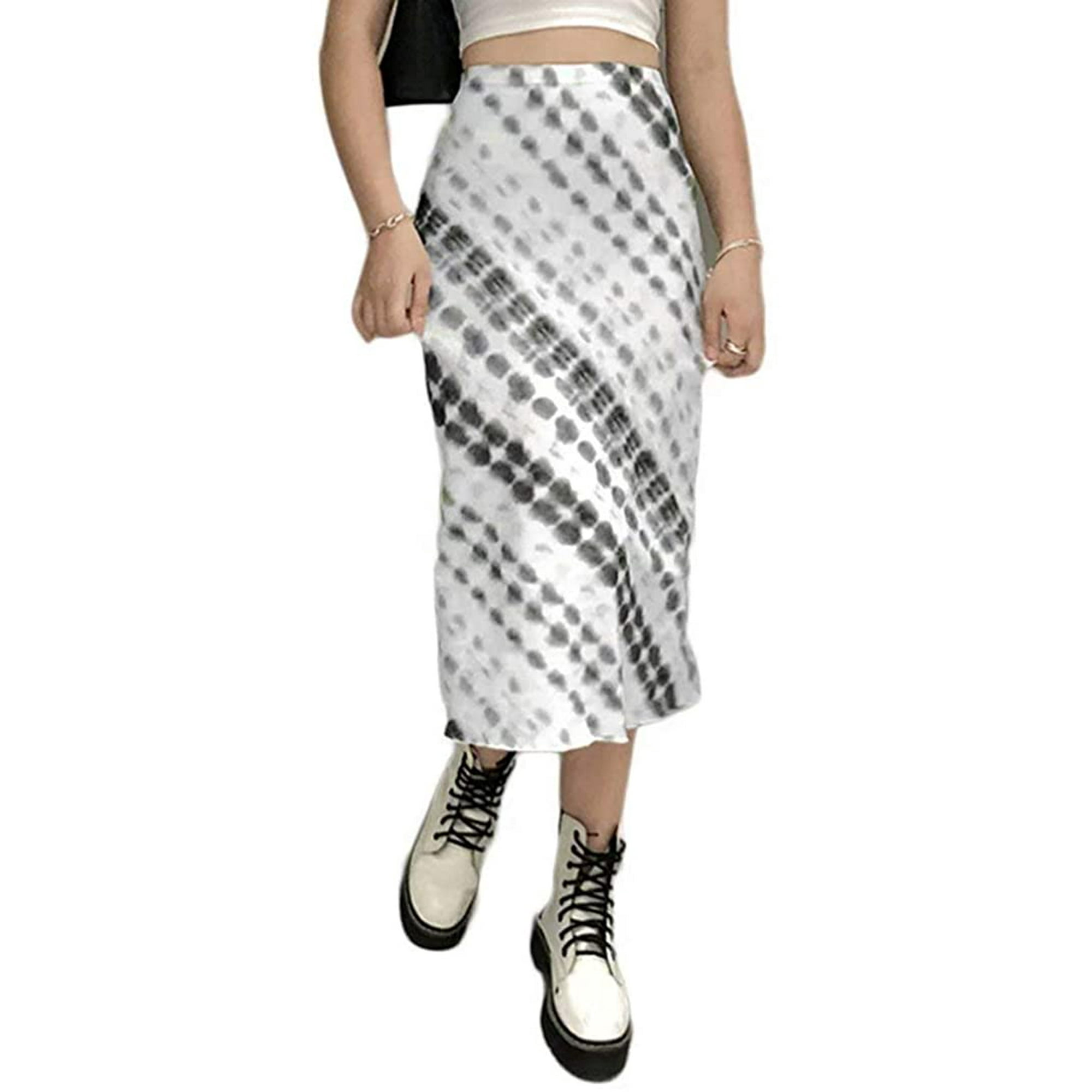 E Girl 90S Fashion Midi Skirt Printed Y2K Vintage High Waist Skirts Fall  Women Streetwear Indie Outfit Black- Medium | Walmart Canada