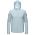 thumbnail image 2 of WREESH Men's Jacket Casual Solid Sports Hooded Long Sleeve Zipper Sun-Proof High Elastic Jacket Light Blue, 2 of 4