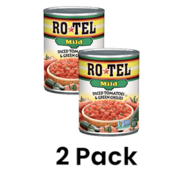 (2 pack) ROTEL Mild Diced Tomatoes and Green Chilies, 10 oz