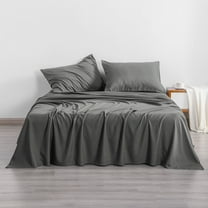 Organictune 1800 Super Soft and Cozy 100% Microfiber Bed Sheet Set, Hotel Luxury Wrinkle, Fade, Stain Resistant Fitted Sheet Set with Deep Pocket, Light Gray, King, 4 Piece