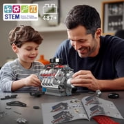 10171 V8 Engine Building Blocks Sets, V8 Engine Model kit That Run, Build Your Own STEM Model Engine, 8-Cylinder Car Engine Building Engineering Toys for Age 14+/Adults Collections(487+PCS)