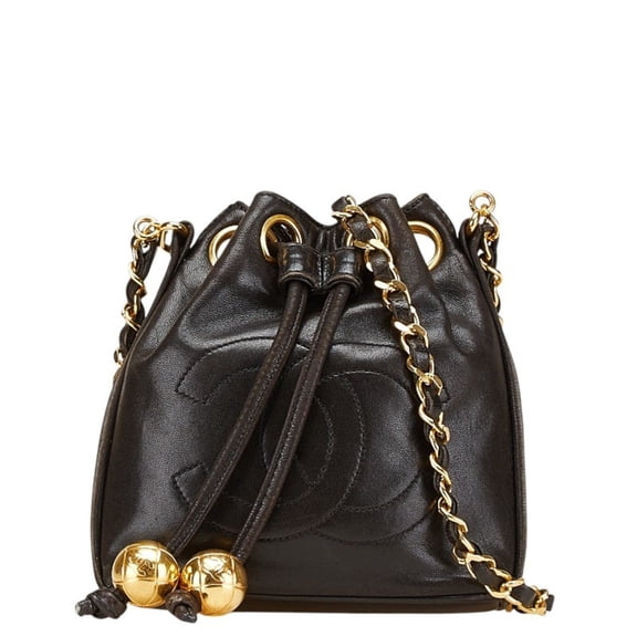 Pre-Owned Chanel Coco Mark Chain Shoulder Bag in Black Lambskin for Women (Good)