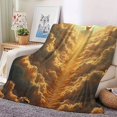 thumbnail image 5 of Golden Clouds Egg-Shaped Flannel Blanket - Van Gogh-Inspired Art, All-Season Soft Bedspread for Adults &, Cozy Travel/Camping/Nap Throw, Decorative Gift (Golden/Green/Brown) - Contemporary Bed Cover,, 5 of 10