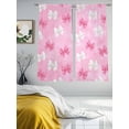 thumbnail image 3 of Pink White Bow Sheer Curtains 63 Inch Length 2 Panels Set Window Treatments, Modern Art Watercolor Bowknot Rod Pocket Semi Curtains for Living Room/Bedroom/Kitchen Décor, 104"W x 63"L, 3 of 7