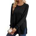 thumbnail image 3 of SHINE UP Sweatshirt for Women Long Sleeve Tunic Tops Crewneck Casual Pullover Shirts with Side Split, 3 of 8