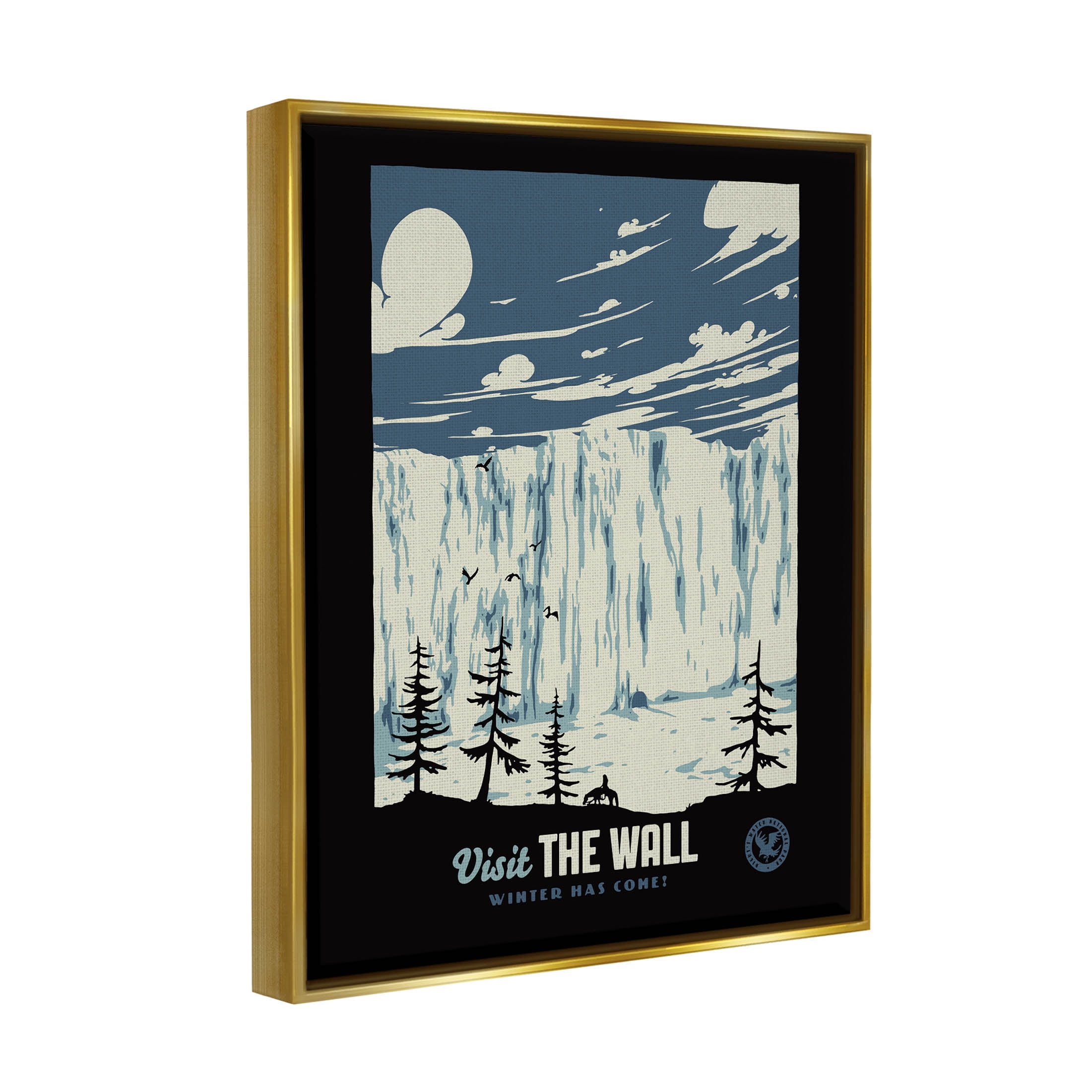 Stupell Industries Winter Has Come Fantasy Landscape Graphic Art Metallic Gold Floating Framed Canvas Print Wall Art, Design by Matheus Lopes Castro