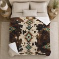 thumbnail image 4 of Vertical Diamond Chain Across Dark spotted cattle pattern Patches, Soft Flannel Blanket with Rustic Southwestern Print, Housewarming Gift and Home Decor for Bedroom and Living Room, 4 of 7