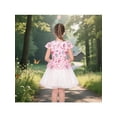 thumbnail image 4 of Sunny Fashion Girls Floral Peplum Dresses With Tulle, Pink And White Short Cap Sleeve, Knee Length 8 Years, 4 of 6