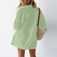 thumbnail image 6 of Short Sets for Women Textured Long Puff Sleeve Button Collared Shirt and Shorts 2 Piece Matching Set Beach Vacation Sets, 6 of 6