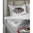 thumbnail image 2 of Ambesonne Kitten Fitted & Top Sheet Set with Shams, Nerd Cat with Glasses, Black White Red, 2 of 4