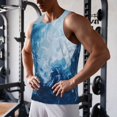 thumbnail image 5 of Fuzoiu Abstract Ocean Waves Print Men's Workout Tank Tops,Sleeveless Gym Shirt Quick Dry,Fitness Bodybuilding T-Shirt,Muscle Athletic Workout Tee-4X-Large, 5 of 7