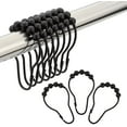thumbnail image 1 of XINQIHANG Rustproof Stainless Steel Shower Curtain Rings Hooks Set of 12 (Polished Matte Black), 1 of 7