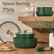 CAROTE 21-Piece Nonstick Pots and Pans Set, Ceramic Cookware Set with Detachable Handle and Lids, Induction Compatible, Green