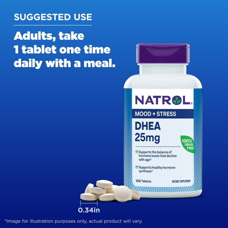 Natrol DHEA 25mg with Calcium, Hormone Balance & Mood Support, 300 Tablets  - Walmart.com