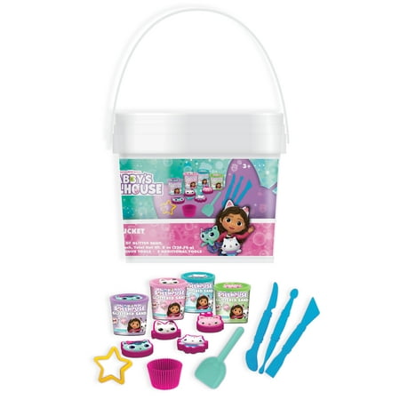 Gabby's Dollhouse Play Sand Bucket Set, 15 Pieces, Boys and Girls Ages 3 Years and Older