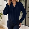 thumbnail image 6 of Long Sleeve Shirts for Women Elegant Tie Neck Blouse Long Sleeve Soft Tunic Top with Bow Detail Outfits Modern, 6 of 8