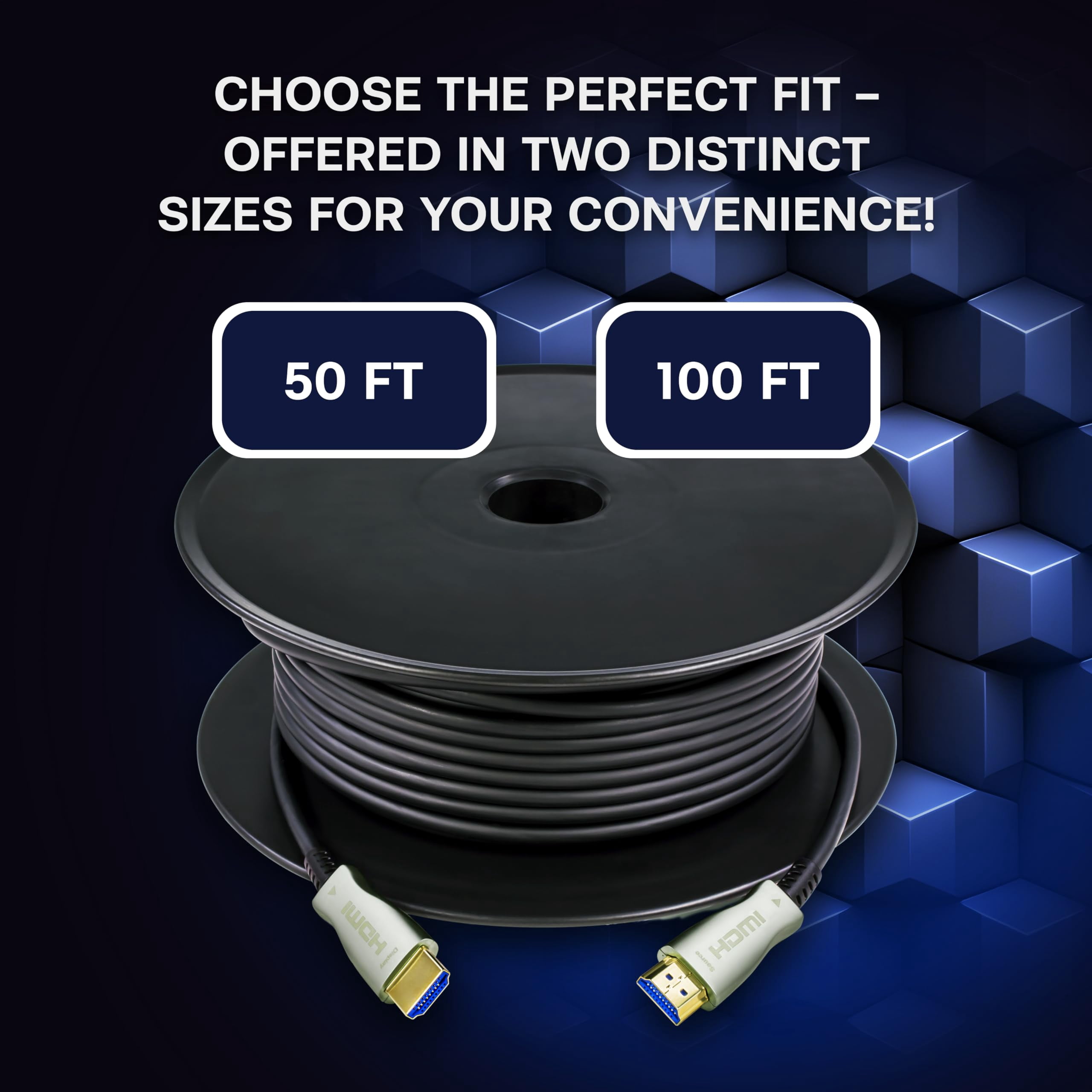 SatelliteSale Digital High-Speed HDMI 2.0 Fiber Optic Cable 4K/60Hz 18Gbps Black 2160p Universal Wire PVC Cord for TVs, Gaming Consoles 100 feet