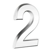 Hmsavn 3 Inch Silve Modern House Numbers for Outside Mailbox Numbers 0-9 Self-Adhesive Street Door Home Address Metal Numbers for House, Apartment, Office, Hotel Room Easy Install the Number 2,Silver