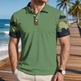 thumbnail image 5 of Havenx Mens Polo Shirts Short Sleeve 3-Button Shirt Camo Printed Raglan Collared T-Shirt Classic Fit Summer Work Business Wear,Camouflage Green 2XL, 5 of 5