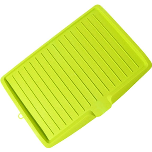 Dish Drain Board Plastic Draining Tray 17x12 - Dish Drying Mat with Sloped Sides & Removable Filter, Non-Slip Base for Kitchen Sink