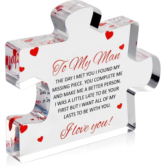 Valentines Day Gifts for him - Engraved Acrylic Block Puzzle - Gifts for Him - Anniversary Present for Husband - Fiance Birthday Gifts, Valentines Day Gifts for Boyfriend