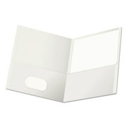 Universal Two-Pocket Portfolio, Embossed Leather Grain Paper, White, 25/Box -UNV56604