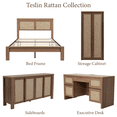 thumbnail image 3 of Brafabhome 67" Tall Rattan Storage Cabinet with 2 Doors, Wooden Pantry Cabinets with 4 Adjustable Shelves & Solid Wood Handle for Home, Kitchen | Walnut, 3 of 11