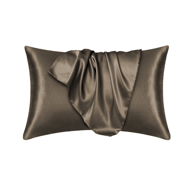 Funda de almohada de satén refrescante, imitación de seda, color liso, ideal para cabello y piel, súper suave y fresca, similar a la seda.