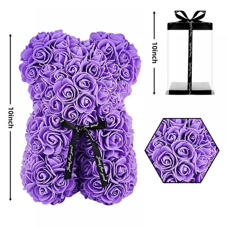 Valentine s Day Rose Bear Rose Teddy Bear Artificial Rose Flower Bear in Box Immortal Silk Rose Bear Valentine s Day Wedding Mother s Day Anniversary