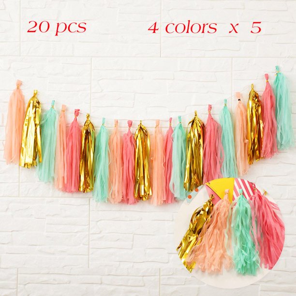 20 piezas Multicolor DIY papel tisú borla conjuntos de guirnaldas Baby Shower aniversario cumpleaños fiesta boda decoración manualidades suministros Tan Jianjun unisex
