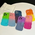 thumbnail image 4 of for iPhone 16 Plus Case with Adjustable Wrist Strap Stand, Cute Wavy Curly Gradient Color Soft Silicone Bumper Shockproof Aesthetic Phone Case for Women Men for iPhone 16 Plus, Green+Blue, 4 of 12