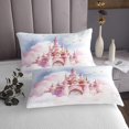 thumbnail image 3 of Erosebridal Princess Castle Coverlet Set Queen, Light Pink Bedding Set, Cartoon Cloud Star Decor 3-Piece, 3 of 5