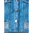 thumbnail image 5 of Argulvti Girls Autumn 2 Piece Outfits Long Sleeve Button Up Denim Coat Blue Ripped Skirt Set, 5 of 8