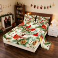 thumbnail image 2 of Manfei Christmas Tree Bed Sheets Holiday Full Size Sheets, Red Green 4 Pieces (1 Flat Sheet, 1 Fitted Sheet and 2 Pillowcases), 2 of 6