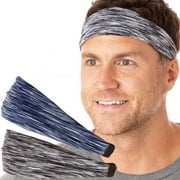 Hipsy Men's Sports Adjustable & Stretchy Xflex Space Dye Headband 2pk (Navy & Grey) Guaranteed Forever