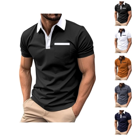 Short Sleeve Polo Shirts for Men Summer Casual Fashion Slim Fit Collared Golf Shirts Work Shirt Mens Tees