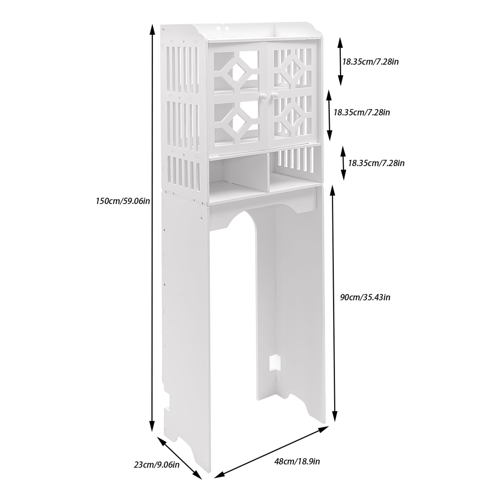 Over The Toilet Storage Cabinet, 4 Tier Bathroom Organizer w/ Raised Leg